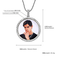 Bijoux Hip Hop, médaillons en zircon cubique glacés, XL, pendentifs ronds à sublimation, grands cercles, pendentifs photo personnalisés, colliers