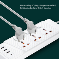 Multiprise industrielle universelle 3 prises USB 3 ports USB interrupteurs de contrôle indépendants protection contre les surtensions rallonge électrique