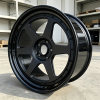 Jantes forgées concaves profondes à 5 branches noir mat, aspect bicolore simulé, en alliage 6061-T6, pour tuning automobile personnalisé