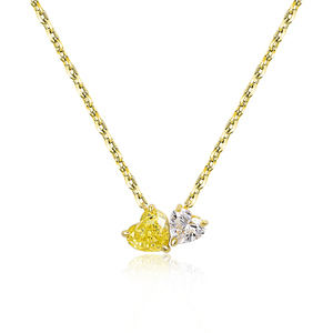 Pendentif en argent 925 avec diamant jaune taille cœur MSN-1065, collier avec diamant cultivé en laboratoire - Product Image 4