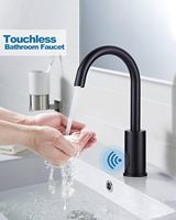 Robinet automatique médical de concepteur moderne sans capteur tactile pour l'hôpital, robinet de salle de bain sans cascade noir mat