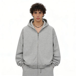 AMCLEVER <span class=keywords><strong>Felpa</strong></span> con <span class=keywords><strong>Zip</strong></span> Unisex in Misto Cotone 430g, Oversize Pesante, Pronta per la Spedizione - Product Image 1