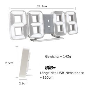 Horloges numériques LED 3D, affichage de la date et de l'heure, grand écran, horloges de salle de sport, horloges de table, horloges de bureau, 12/24H, horloge à tubes Nixie - Product Image 4