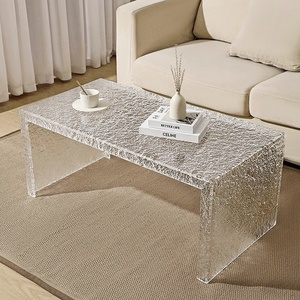 S Table d'appoint acrylique Table basse acrylique <span class=keywords><strong>Transparent</strong></span> Grain Table d'appoint mode Table basse eau <span class=keywords><strong>ondulé</strong></span> Table à thé - Product Image 5