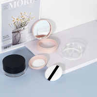 Prêt à expédier – Boîte d'échantillons de poudre libre 20g avec miroir et couvercle rabattable en maille élastique, emballage portable pour poudre fixante – En stock
