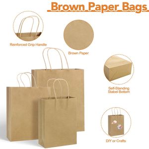 Bolsa de Papel Kraft Blanca y Marrón, Ecológica, para Alimentos, Compras y Entrega, Bolsas de Papel de China con MOQ Bajo, Logotipo Gráfico Personalizado, Se Acepta Personalización - Product Image 3