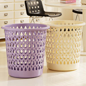 Thickened Perforated Waste Bin Round Indoor Garbage Collection Basket For Living Room Bedroom <b>Kitchen</b> Bathroom - Product Image 2