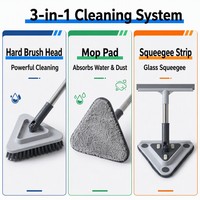 Brosse de nettoyage multi-usages pour sols, tête de balai serpillère interchangeable, brosse de nettoyage triangulaire rotative à 180 degrés