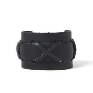 Pulsera de cuero Punk <span class=keywords><strong>Extra</strong></span> ancha ajustable para mujer y hombre pulsera de cuero para Rock gótico motocicleta bicicleta HipHop - Product Image 1