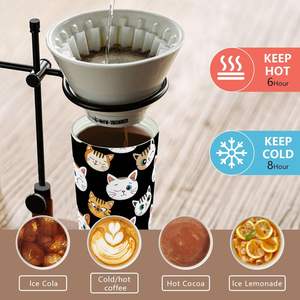 Schattige Kattengezichten Geïsoleerd Roestvrijstalen Tuimelaar Cilindrisch Koffiekopje Met Deksel Trekken & Riem Handvat Reisdrinkwaren Voorraad - Product Image 6