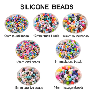 12mm 15mm 19mm a granel redondo hexágono impreso Ábaco dentición nuevo Color ópalo grado alimenticio llaveros de silicona chupete cuentas al por mayor - Product Image 3