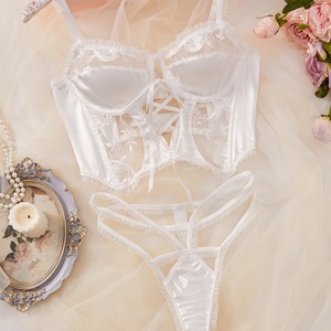 New Hot Selling French Solid Color <b>Sexy</b> Underwear <b>Set</b> Women's Silk Smooth Underwear Two Piece <b>Set</b> - Product Image 4