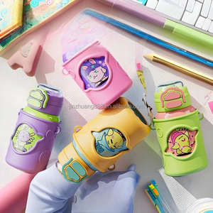 Neue 316 Edelstahl Kinder-Isolierflasche, Kreative Graffiti Doppel-Trinkhalm-Becher für Jungen Mädchen Schule Kindergarten - Product Image 1