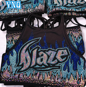 Iron On Rhinestone Transfer Designs Cheap Price Rhinestone <strong>Cheerleader</strong> Outfit <strong>Cheerleaders</strong> Custom Cheer Stras Iron-on Uniform - Product Image 1