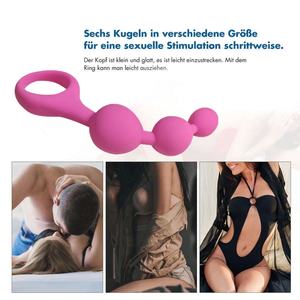 ピンクのシリコン製アナルプラグ、ソフトなアナルビーズ、バットプラグ、フェチ、大人用セックス、マスターベーション玩具、男性と女性のためのセックストイ - Product Image 5