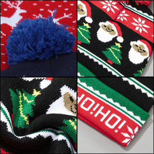 Berretto Lavorato a Maglia con LED Natalizio a Batteria, Cappello con Pon Pon, Scena con Pupazzo di Neve, Babbo Natale, Renna e Albero per Passeggiate Notturne e Divertimento all'Aperto - Product Image 3