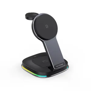 3 in 1 15W Wireless Charging Led Desk Lamp Foldable Magnetic Smart Watch Phone Headphone Wireless Charger