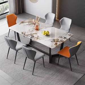 Paslanmaz çelik İtalyan tarzı lüks 6 koltuk 8 koltuk kombinasyonu lüks Modern <span class=keywords><strong>High</strong></span> End yemek odası mobilyası yemek masası - Product Image 2