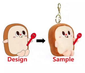 Personalizzabile simpatico ciondolo alimentare giocattolo morbido peluche imbottito Hamburger Chips portachiavi ricamato in cotone PP - Product Image 1