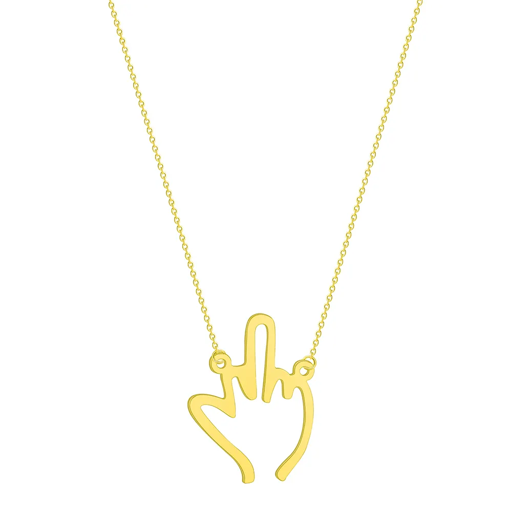 Middle Finger Gesture Pendant Necklace Simple Design Hollow Hip Hop Vintage Women's Necklace Best Gift Cute Jewelry