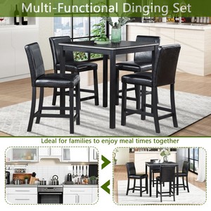 5 Piece Modern Counter Height Dining <b>Table</b> Set with MDF <b>Square</b> <b>Table</b> 4 Upholstered Chairs Crystal Decor Durable & Eco-Friendly - Product Image 3