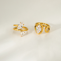NOUVEAU Ensemble de bagues Dazan style bohème, motif vague de beauté de la mer Égée unique, orné de zircon, en acier inoxydable plaqué or PVD 18 carats, inaltérable, bijoux pour femme