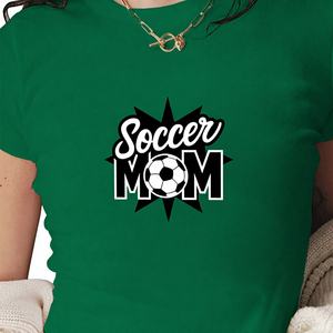 Camiseta corta de punto con estampado de balón de fútbol para mujer, corte ajustado, estilo Y2K, Soccer Mom - Product Image 1
