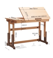 E2165 Table et bureau d'apprentissage et d'étude en bois de hêtre multifonctionnel réglable pour enfants et enfants et étudiants