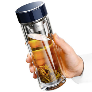Post Double Wall Glass Tea Cup 290ml 360ml Thickened Office Business Gift With Filter Cover - Product Image 5