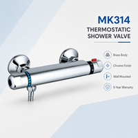 Robinet de douche thermostatique mural en laiton MK314, finition chrome poli, mitigeur de salle de bain à température constante