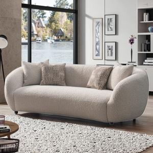 Sofá <span class=keywords><strong>Esquinero</strong></span> de Tres Plazas para Sala de Estar, Moderno, Tapizado en Tela Bouclé Color <span class=keywords><strong>Blanco</strong></span> Nube, Venta al por Mayor - Product Image 2