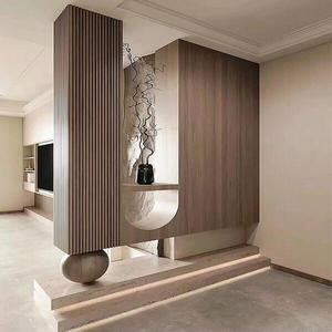 Mueble de Entrada Personalizado a Medida, Resistente a la Humedad, de Piso a Techo, con Cajones con Cerradura para Vestíbulo de Villa Grande - Product Image 1