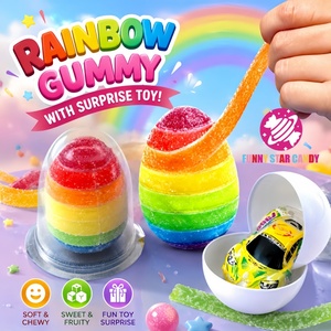 Gomitas de Frutas Arcoíris con Huevo Sorpresa, Dulces y Masticables para Niños, Venta al Por Mayor, Personalización OEM - Product Image 1