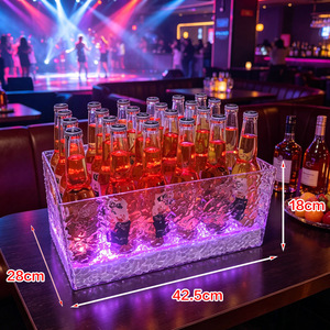 Seau à champagne <span class=keywords><strong>en</strong></span> plastique personnalisé avec logo, seau à glace carré <span class=keywords><strong>en</strong></span> acrylique, refroidisseur LED à 7 couleurs pour KTV Club - Product Image 4