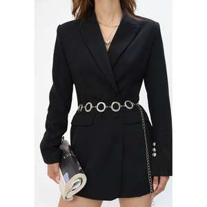 Cinturón de cadena metálica con eslabones redondos para chaquetas, vestidos, camisas, pantalones, accesorio de moda para la cintura. - Product Image 2