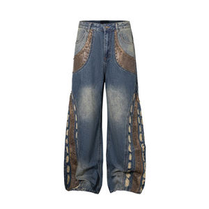 2025 Offre Spéciale printemps américain rue Spike personnalité lavé <span class=keywords><strong>ancienne</strong></span> couture bleu Denim pantalon - Product Image 1