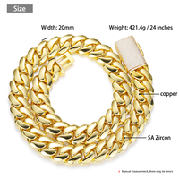 Chaînes cubaines plaquées or 18 carats Kaleido, collier en laiton, 10/12/14/16 mm, chaîne cubaine Miami personnalisée pour rappeurs, hommes, hip hop