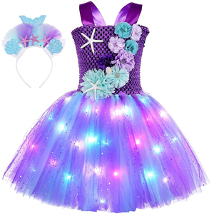 Disfraz <span class=keywords><strong>de</strong></span> Sirena para Niñas con LED, Tutú <span class=keywords><strong>de</strong></span> Sirena, Vestido <span class=keywords><strong>de</strong></span> Malla Floral con Estrellas <span class=keywords><strong>de</strong></span> Mar, Traje <span class=keywords><strong>de</strong></span> Cumpleaños para Concurso, Suministro al por Mayor, Kit <span class=keywords><strong>de</strong></span> Diadema <span class=keywords><strong>de</strong></span> Sirena - Product Image 2