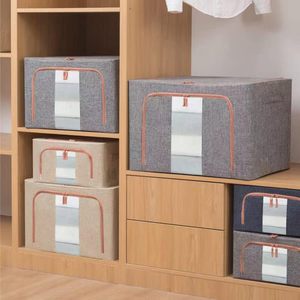 Clothes Storage <b>Bins</b> Box-Foldable Stackable <b>Rectangle</b> Container Organizer Set with Clear Window & Carry Handles - Product Image 5