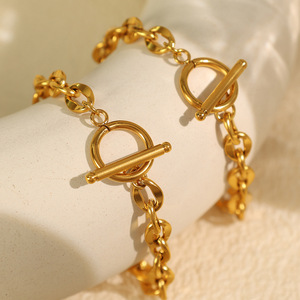 Pulsera de Cadena Dorada con Cierre en T, Joyería de Moda Unisex para Parejas - Product Image 2