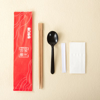 Cuillères à soupe asiatiques jetables écologiques Ensemble de baguettes Cuillère à baguettes Ramen en bambou biodégradable pour usage alimentaire Style coréen