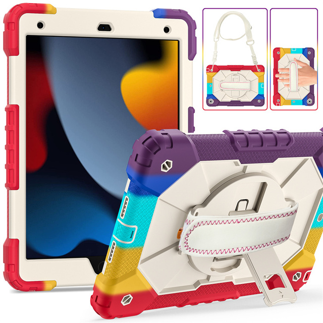 Rugged Armor Heavy Duty Shockproof Rainbow Kids PC Silicone Tablet Protection Case for Ipad Pro 11inch&10.9inch Tab S7 S8 S9 Fe