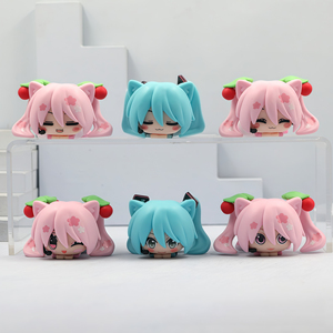 ฟิกเกอร์หูแมวชิบิมิคุ ขนาด 6.5 ซม. 6 ชิ้น=1 ชุด น่ารัก ซากุระมิคุ มินิ ของสะสม ของเล่นอนิเมะ ตกแต่งโต๊ะทำงาน ตกแต่งรถยนต์ ตกแต่งหน้าเค้ก - Product Image 1