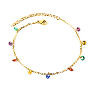 Fashion <b>Anklets</b> 18k <b>Gold</b> Plated Stainless Steel Mixed Color Beach Women's Jewelry - Product Image 5