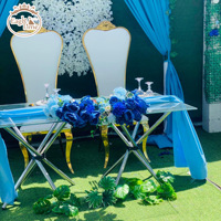Table de salle à manger de mariage d'acier inoxydable de dessus en verre clair moderne de conception de style de mode