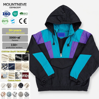 Chaqueta Anorak para Hombre, Estilo Retro de los 90, Bloques de Color, Media Cremallera, Exterior de Nailon, Ligera, Transpirable, Bolsillo Frontal, Ropa Urbana, Personalizable OEM