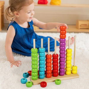 Jouet éducatif amusant en <span class=keywords><strong>bois</strong></span> avec <span class=keywords><strong>perles</strong></span> colorées pour l'apprentissage des couleurs pour les bébés de la maternelle - Product Image 2