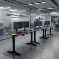 Bureau électrique réglable en hauteur AOR moderne en métal avec double éclairage LED, 3 réglages de mémoire, mobilier de bureau sain pour la maison et le bureau, direct usine
