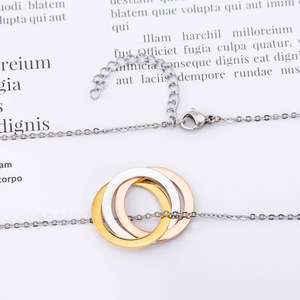 yunnique Geometric Three <b>Ring</b> Pendant <b>Necklace</b> Stainless Steel Unisex Fashion Jewelry - Product Image 3