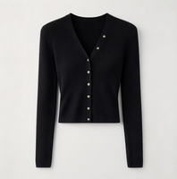 Pull en laine pour femme, col en V, boutonné, manches longues, tricoté, pour l'automne et l'hiver